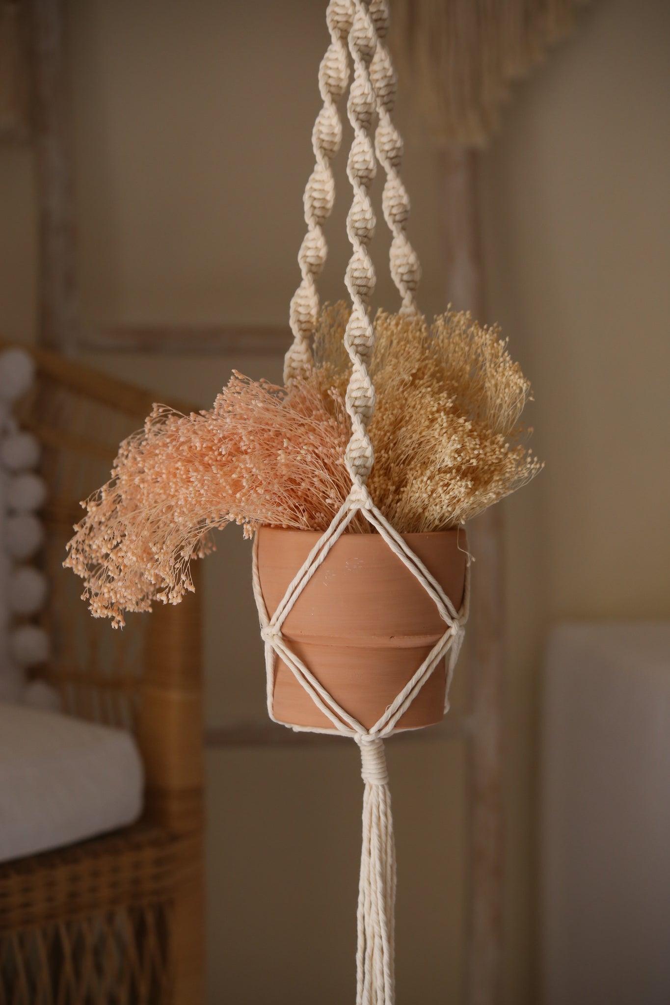 macrame plant hanger cord MACRAME PLANT HANGER 3 BRANCHES – Cactus and Macrame Traditional Handicraft