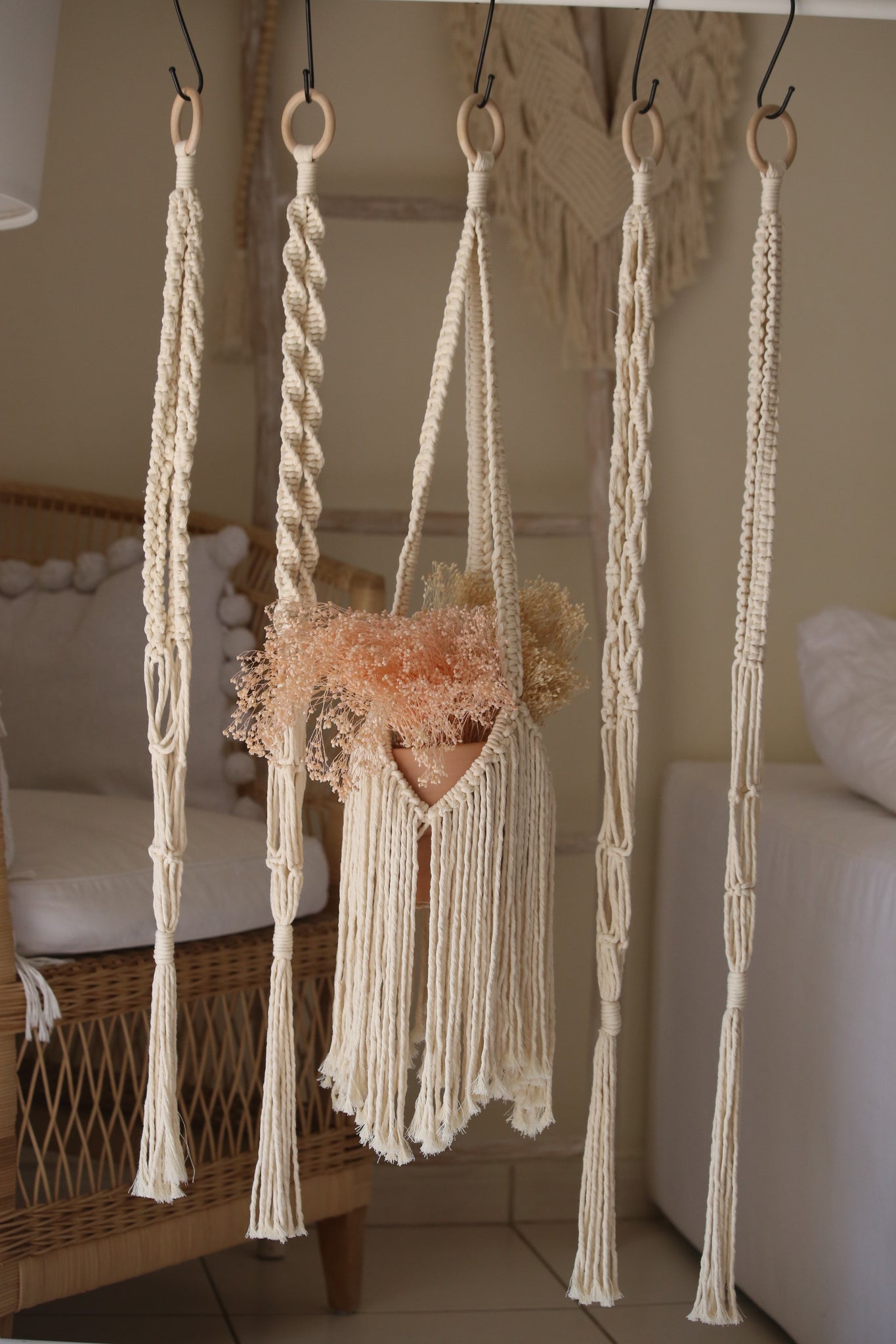 3 strand macrame plant hanger MACRAME PLANT HANGER 3 BRANCHES – Cactus and Macrame Traditional Handicraft